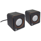 Manhattan 2600 Series Speaker System, Small Size, Big Sound, Two Speakers, Stereo, USB power, Output: 2x 3W, 3.5mm plug for sound, In-Line volume control, Cable 0.9m, Black, Three Year Warranty