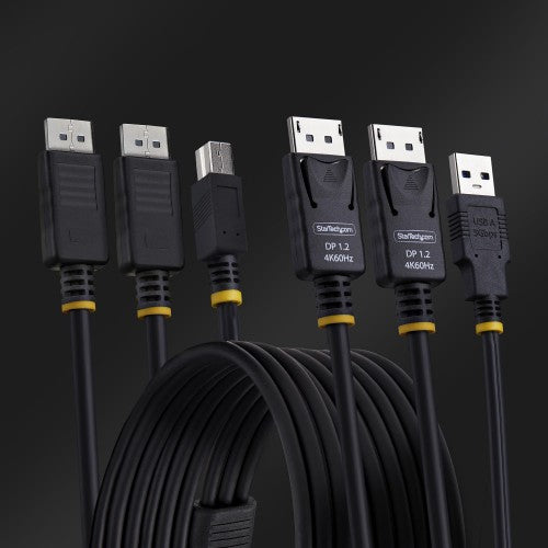 StarTech.com 6ft (1.8m) Dual-DisplayPort and USB 5Gbps KVM Cable, 4K 60Hz, Universally Compatible DP 1.2/USB 3.0 Combo Cable for Dual-Monitor KVM Switches