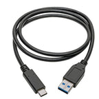 Tripp Lite U428-C03-G2 USB-C to USB-A Cable (M/M), USB 3.2 Gen 2 (10 Gbps), USB-IF Certified, Thunderbolt 3 Compatible, 3 ft. (0.91 m)