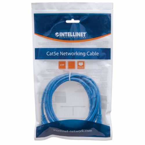 Intellinet Network Patch Cable, Cat6, 0.5m, Blue, CCA, U/UTP, PVC, RJ45, Gold Plated Contacts, Snagless, Booted, Lifetime Warranty