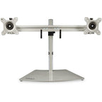 StarTech.com Dual Monitor Stand - Ergonomic Free Standing Dual Monitor Desktop Stand for two 24" (17.6lb/8kg) VESA Mount Displays - Synchronized Height Adjustable - Double Monitor Pole Mount - Silver