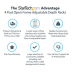 StarTech.com 15U 4-Post Server Rack, 19in Open Frame Rack with 40in (101cm) Mounting Depth and 1200lb (544kg) Weight Capacity, Mobile or Floor Mount IT Rack