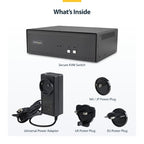 StarTech.com Secure 2-Port Dual-Monitor KVM Switch, DisplayPort, 4K 60Hz, NIAP 4.0 Desktop KVM, Metal Housing, Made in the USA