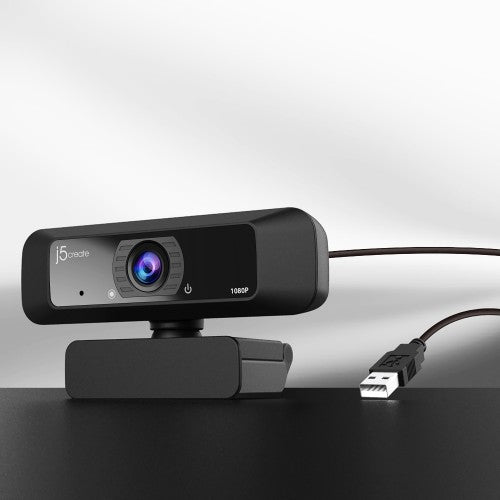 j5create JVCU100 USB™ HD Webcam with 360° Rotation, 1080p Video Capture Resolution, Black