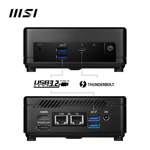 MSI Cubi 5 12M Intel Core i3 1215U Desktop PC, NUC, SFF, Mini Computer, HTPC, (8GB RAM, 256GB SSD, Windows 11 PRO), UHD Graphics/ThunderBolt 4/Type C/HDMI/DisplayPort/Dual LAN/WiFi 6E/BT 5.3/VESA