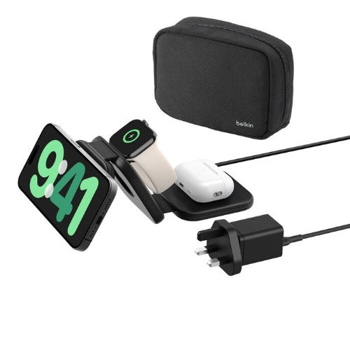Belkin WIZ024MYBK mobile device charger Headset, Smartphone, Watch Black USB Wireless charging Fast charging Indoor