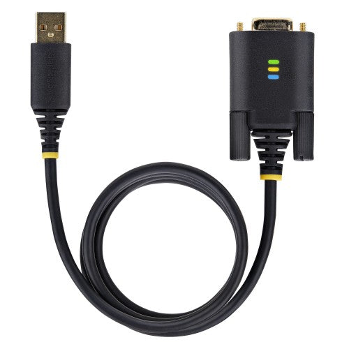 StarTech.com 3.3ft (1m) USB to Serial Adapter Cable, COM Retention, Interchangeable Screws/Nuts, USB-A to DB9 RS232, FTDI IC, ESD Protection, Windows/macOS/Linux