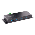 StarTech.com 4-Port Industrial USB 3.0 5Gbps Hub, Rugged USB Hub with ESD Protection, DIN/Wall/Desk Mountable USB-A Hub, USB Expander w/Locking Ports, Heavy Duty - TAA