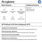 HP ProBook 4 14 G1i AI Intel Core Ultra 5 225U Laptop 35.6 cm (14") WUXGA 16 GB DDR5-SDRAM 256 GB SSD Wi-Fi 6E (802.11ax) Windows 11 Pro AI PC Silver