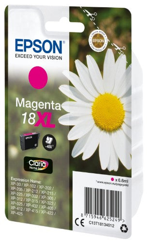 Epson C13T18134012/18XL Ink cartridge magenta high-capacity, 450 pages 6,6ml for Epson XP 30