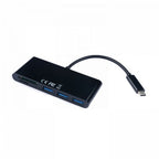 V7 Black USB Adapter USB-C Male to 3 x USB 3.0 A Female, Micro SD, SD/MMC
