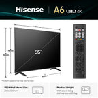 Hisense 55" E6QTUK 4K Ultra HD Smart TV with Freely