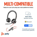 HP Poly Blackwire 8225 Stereo Microsoft Teams Certified USB-C Headset +USB-C/A Adapter