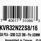 Kingston Technology ValueRAM memory module 16 GB 1 x 16 GB DDR4 3200 MT/s 288-pin DIMM