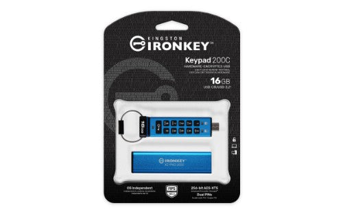 Kingston Technology IronKey 16GB USB-C Keypad 200C, FIPS 140-3 Lvl 3 (Pending) AES-256