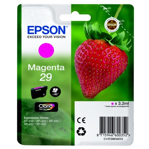 Epson C13T29834022/29 Ink cartridge magenta Blister Radio Frequency, 180 pages 3,2ml for Epson XP 235/335