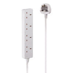 Lindy 5m 4-Way UK Mains Power Extension, White
