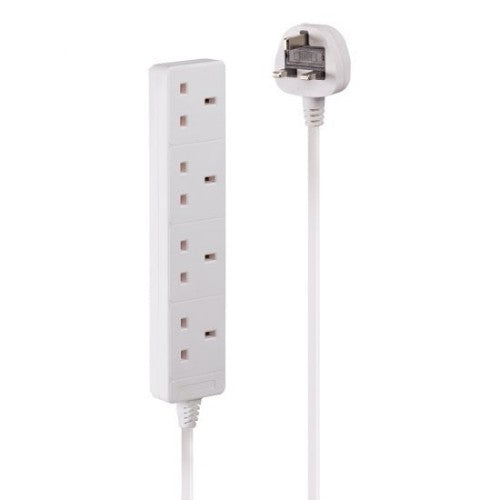 Lindy 5m 4-Way UK Mains Power Extension, White