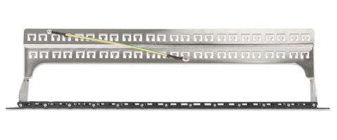 Intellinet 19" 48-Port Shielded Blank Patch Panel, 1U, Unloaded 19-inch Rackmount Keystone Panel for High-density Installations, Removable Cable-Management Bar, Black