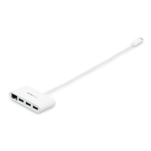 StarTech.com 3-Port USB-C Hub with Gigabit Ethernet - USB-C to 3x USB-A - USB 3.0 Hub - 5Gbps - White