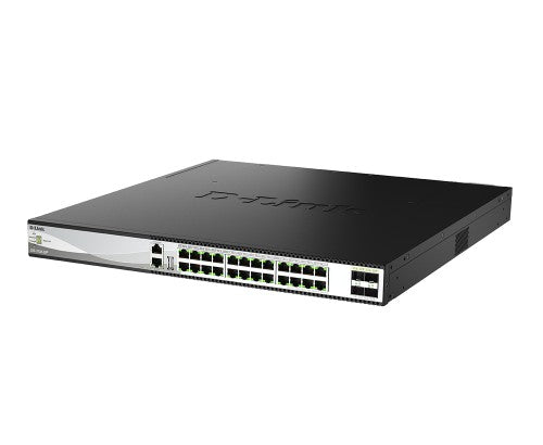 D-Link 28-Port 10G Multi-Gigabit Layer 3 Stackable PoE++ Managed Switch with 25G Uplinks