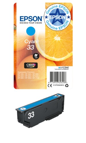 Epson C13T33424022/33 Ink cartridge cyan Blister Radio Frequency, 300 pages 4,5ml for Epson XP 530
