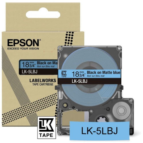 Epson C53S672081/LK-5LBJ DirectLabel-etikettes black on blue matt 18mm x 8m for Epson LabelWorks LW-C 410/610