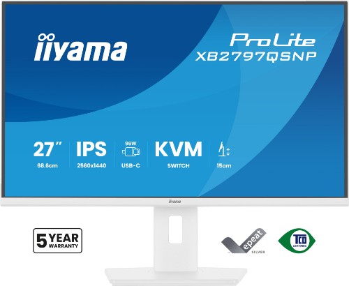 iiyama ProLite XB2797QSNP-W1 computer monitor 68.6 cm (27") 2560 x 1440 pixels Quad HD LCD White