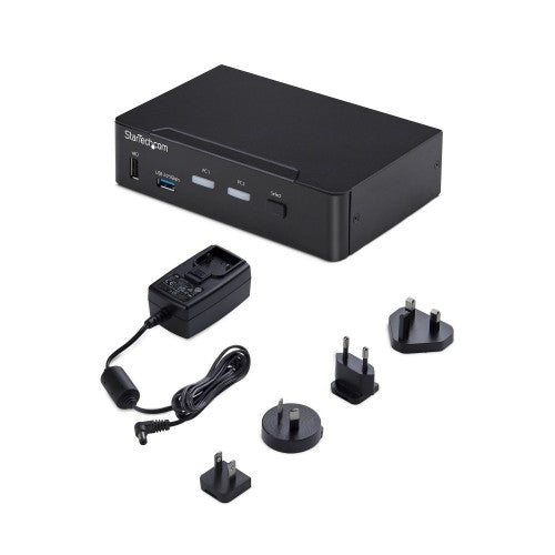 StarTech.com 2-Port DisplayPort KVM Switch, 4K 60Hz, DP 1.2, EDID Management, 2-Port USB 3.0 Hub, 4x USB HID Ports, TAA Compliant
