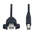 Tripp Lite USB 2.0 Hi-Speed Panel Mount Extension Cable (B to Panel Mount B M/F), 0.31 m (1-ft.)