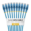 StarTech.com 1m Blue Slim CAT6 Cable, 10 Pack, Snagless, 100W PoE, UTP, LSZH, 28AWG Pure Bare Copper Wire, Slim RJ45 Network Patch Cord w/Strain Reliefs, Individually Tested