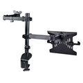 StarTech.com Monitor Arm with VESA Laptop Tray, For a Laptop (4.5kg/9.9lb) and a Single Display up to 32" (17.6lb/8kg), Black, Vented Tray, Adjustable Laptop Arm Mount, C-clamp/Grommet Mount