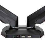 StarTech.com Desk Mount Dual Monitor Arm with USB & Audio, Desk Clamp VESA Mount for up to 32" (17.6lb/8kg) Displays, Ergonomic Full Motion Dual Monitor Arm - Black