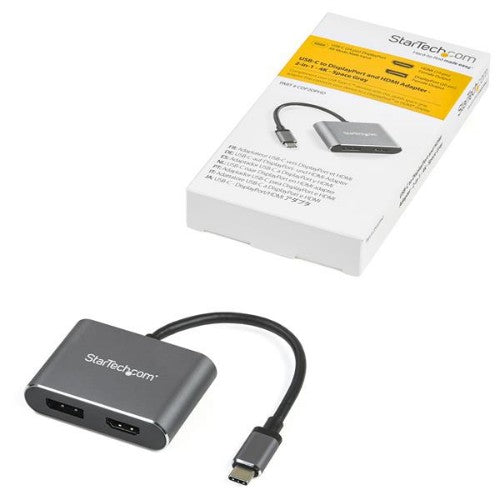 StarTech.com USB C Multiport Video Adapter - 4K 60Hz USB-C to HDMI 2.0 or DisplayPort 1.2 Monitor Adapter - USB Type-C 2-in-1 Display Converter HDMI/DP HBR2 HDR - Thunderbolt 3 Compatible