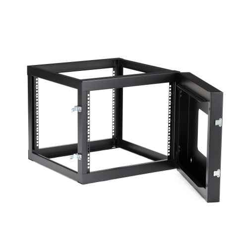 StarTech.com 4-Post 8U Hinged Wall-Mount Network Rack, 19" Open Frame Server Rack with 19.8in Mounting Depth, Wall Mount Swing Out Data Rack for IT / AV / Patch Panel / Computer Equipment