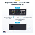 StarTech.com Single-Mode (SM) LC Fiber Media Converter for 10/100/1000 Networks, Standalone Gigabit Ethernet to Fiber Converter, 40km - TAA