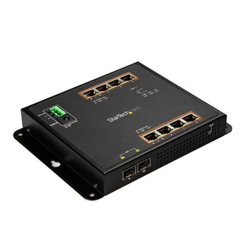 StarTech.com Industrial 8 Port Gigabit PoE+ Switch w/2 SFP MSA Slots - 30W - Layer/L2 Switch Hardened GbE Managed - Rugged High Power Gigabit Ethernet Network Switch IP-30/-40 C to 75 C - TAA