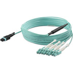 StarTech.com 5m (16.4ft) MTP(F)/PC to 4x LC/PC Duplex Breakout OM3 Multimode Fiber Optic Cable, OFNP Plenum, 40G Networks, Low Insertion Loss - Fiber Jumper Cord