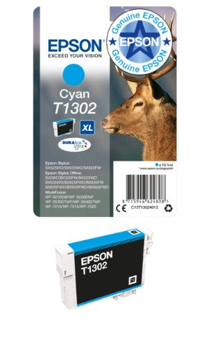Epson C13T13024012/T1302 Ink cartridge cyan XL, 765 pages 10,1ml for Epson Stylus BX 320/SX 525/WF 3500