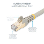 StarTech.com 2m CAT6a Ethernet Cable - 10 Gigabit Shielded Snagless RJ45 100W PoE Patch Cord - 10GbE STP Network Cable w/Strain Relief - Grey Individually Tested/Wiring is UL Certified/TIA