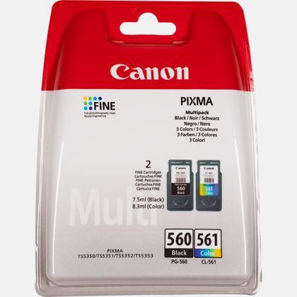 Canon 3713C005/PG-560+CL-561 Printhead cartridge multi pack black + color Blister 7,5ml + 8,3ml Pack=2 for Canon Pixma TS 5350