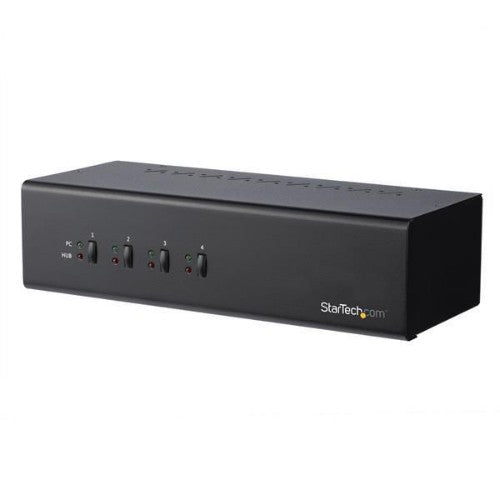 StarTech.com 4 Port Dual Monitor DVI KVM Switch - Dual Screen Display Compact USB KVM Switch with Integrated USB 3.0 Hub & Audio - Dual View KVM - Dell HP Apple Lenovo - TAA Compliant