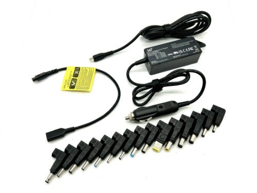 BTI 100W universal Car charger for HP Dell Lenovo Asus Acer Sony Toshiba Fujitsu Samsung etc. Includes USB-C connector as well as 15 additional options to power a wide range of the most popular laptops