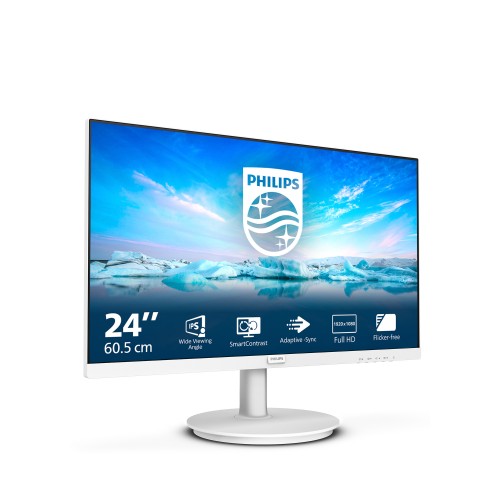 Philips V Line 241V8AW/00 computer monitor 60.5 cm (23.8") 1920 x 1080 pixels Full HD LCD White