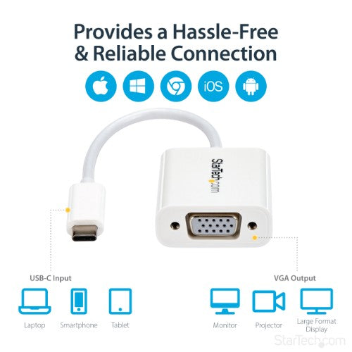 StarTech.com USB-C to VGA Adapter - White