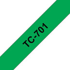 Brother TC-701 DirectLabel black on green 12mm x 7,7m for Brother P-Touch TC 9-12mm