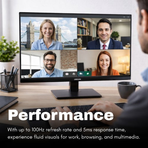 Origin Storage 24inch LED 1080p HD Monitor with VGA/HDMI/DP & Height Adjustable