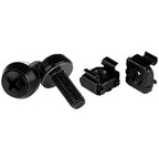 StarTech.com 50-Pack M6 12mm Screws, Square Hole Cage Nuts and Installation Tool, Hardware Mounting Kit for 19" or 10" Server Racks, Cabinets and Enclosures, Black - TAA