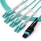 StarTech.com 1m (3ft) MTP(F)/PC to 4x LC/PC Duplex Breakout OM3 Multimode Fiber Optic Cable, OFNP Plenum, 40G Networks, Low Insertion Loss - Fiber Jumper Cord