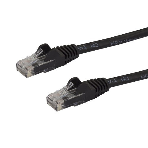 StarTech.com 15ft CAT6 Ethernet Cable - Black CAT 6 Gigabit Ethernet Wire -250MHz 100W PoE RJ45 UTP Network/Patch Cord Snagless w/Strain Relief Individually Tested